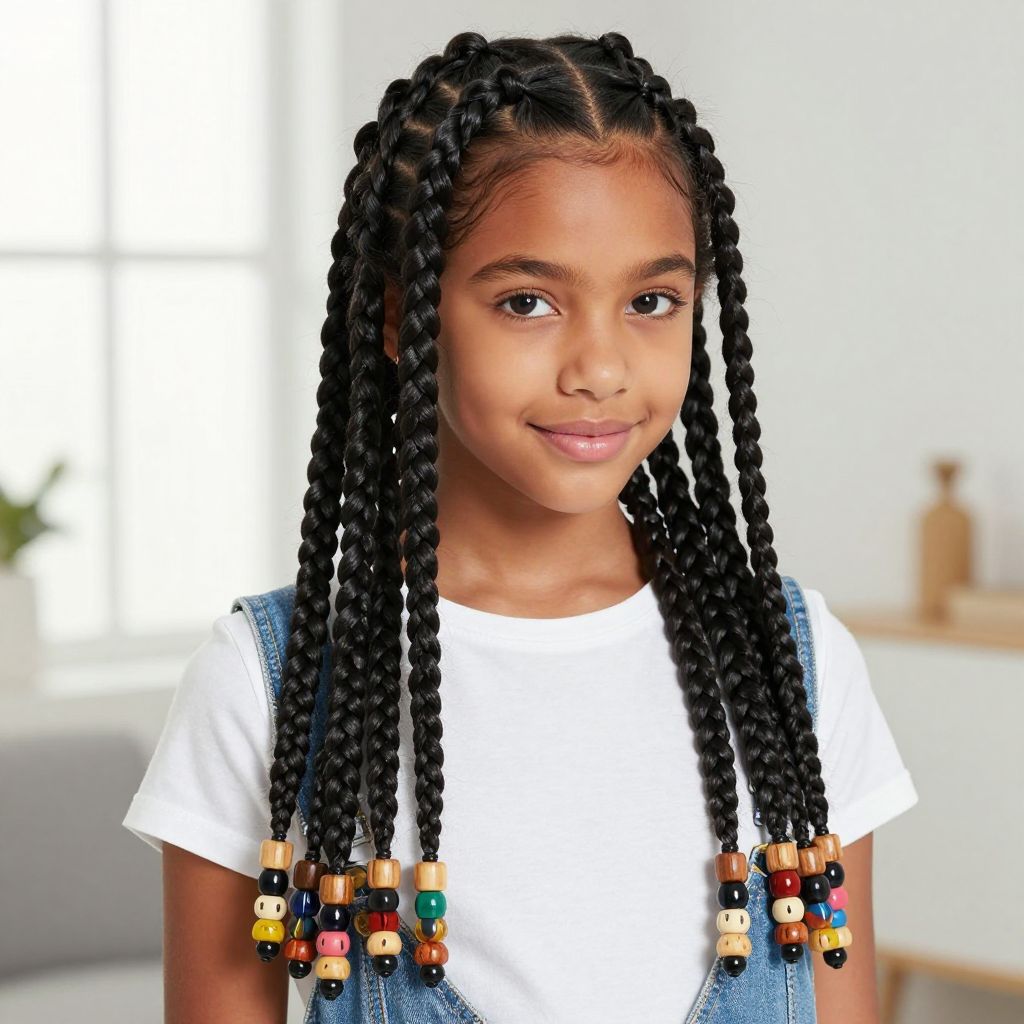 Classic Box Braids with Bead Accents