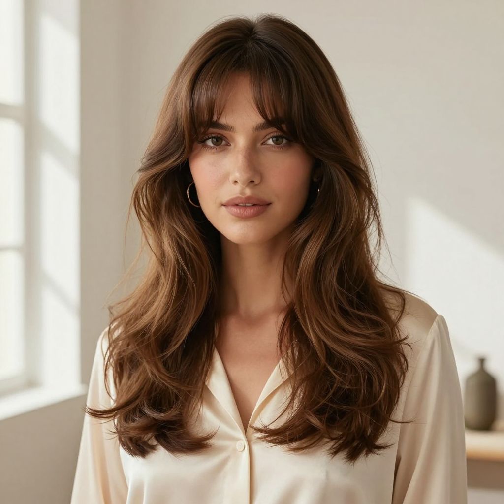 Curtain Bangs with Loose Waves