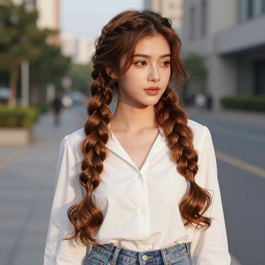Dutch Double Buns with Braids
