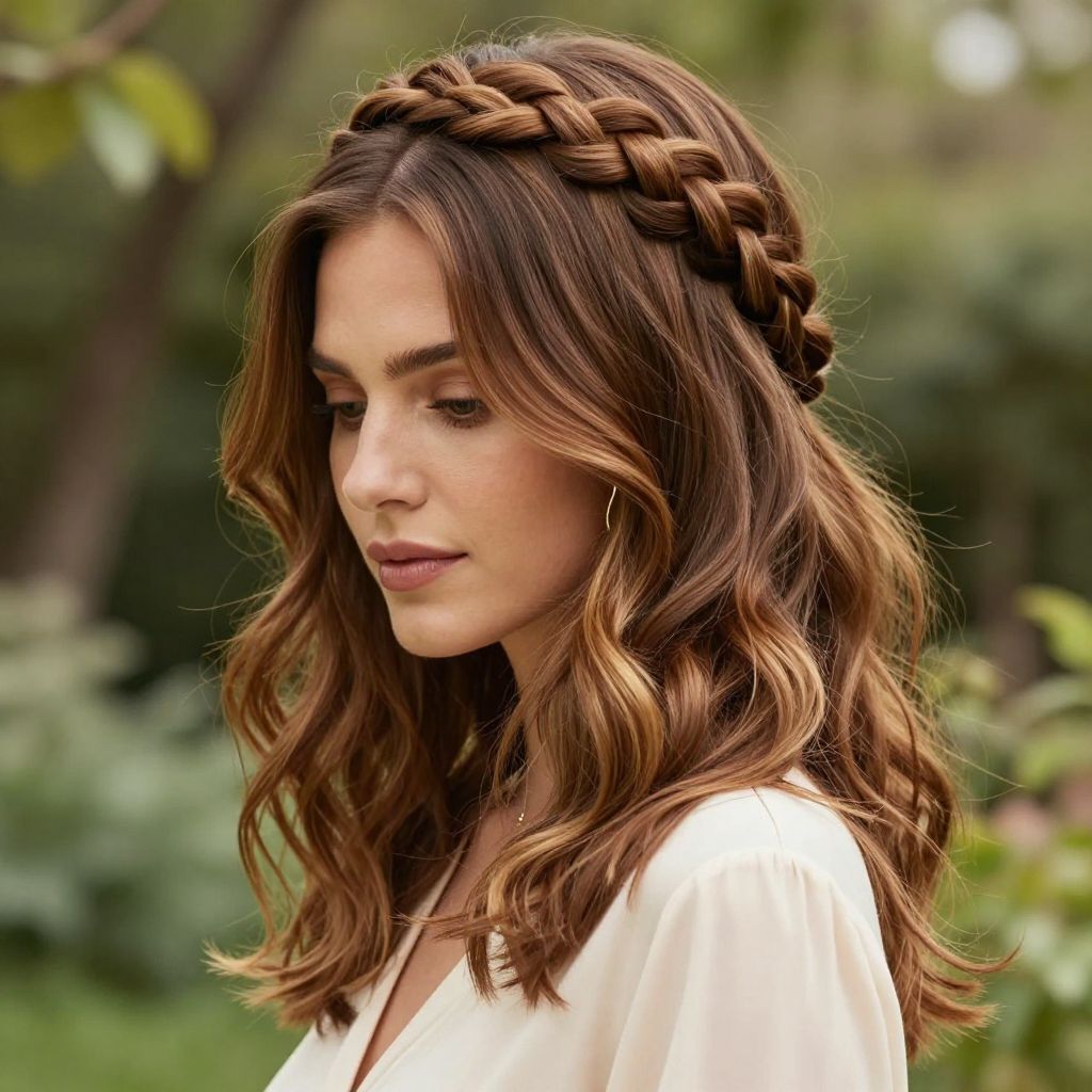 Braided Crown with Loose Waves