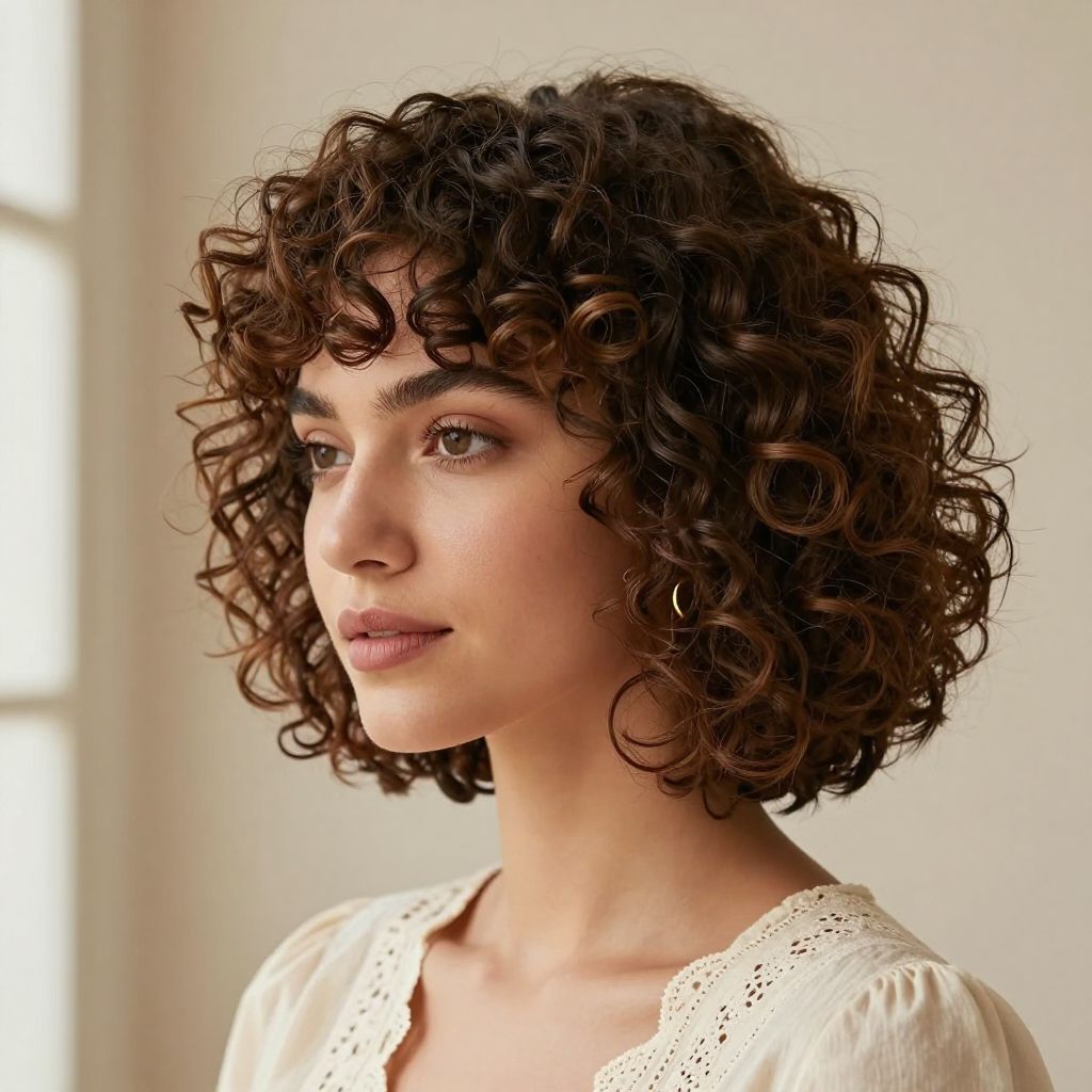 Curly Bob with Side Fringe