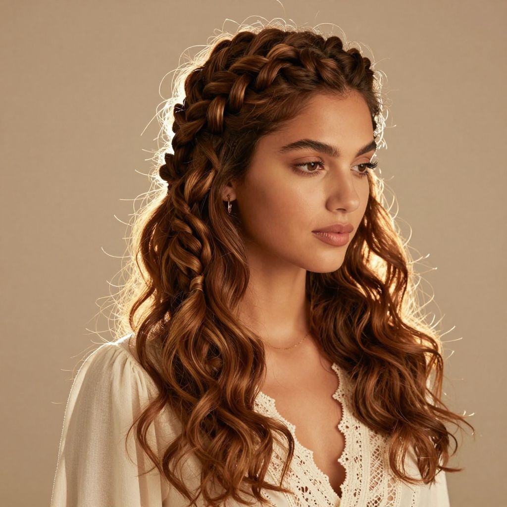 Braided Crown with Loose Ends