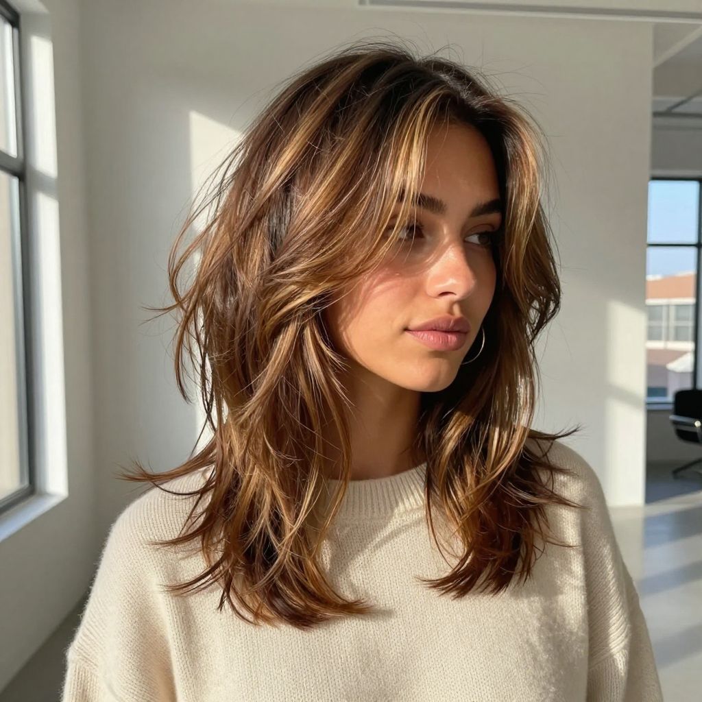 Layered Shag with Face-Framing Highlights