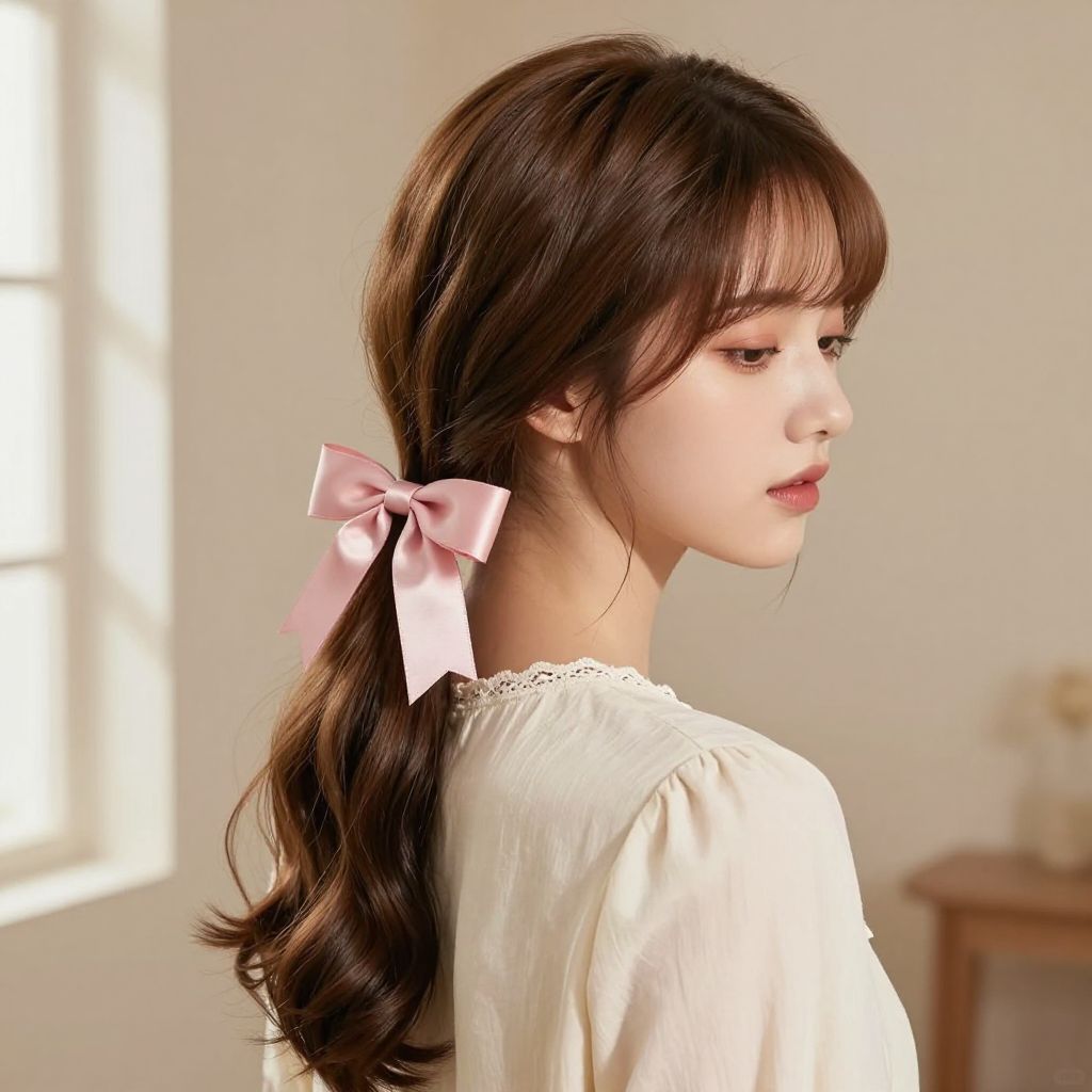 Center-Parted Long with Ribbon Tie