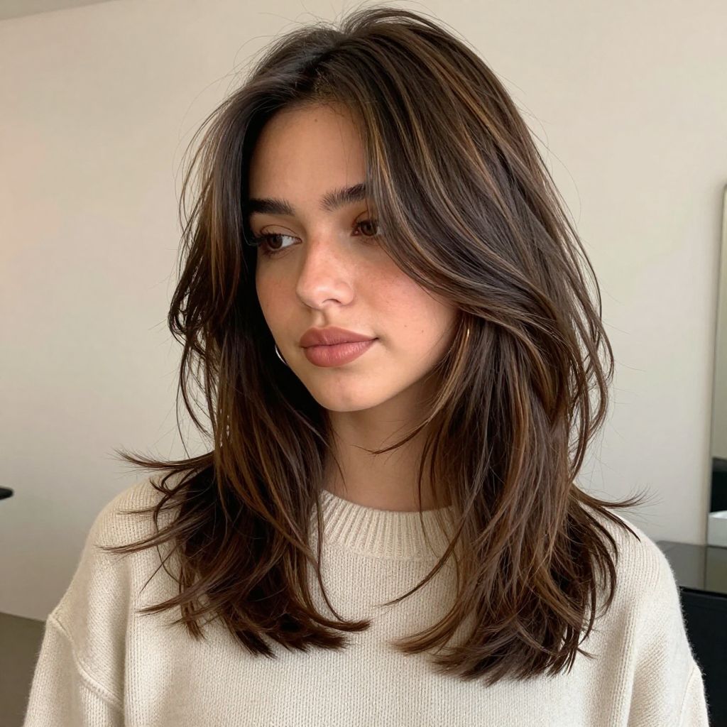 Layered Shag with Face-Framing Highlights
