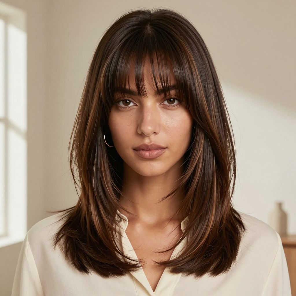 Curtain Bangs with Straight Medium-Length Hair