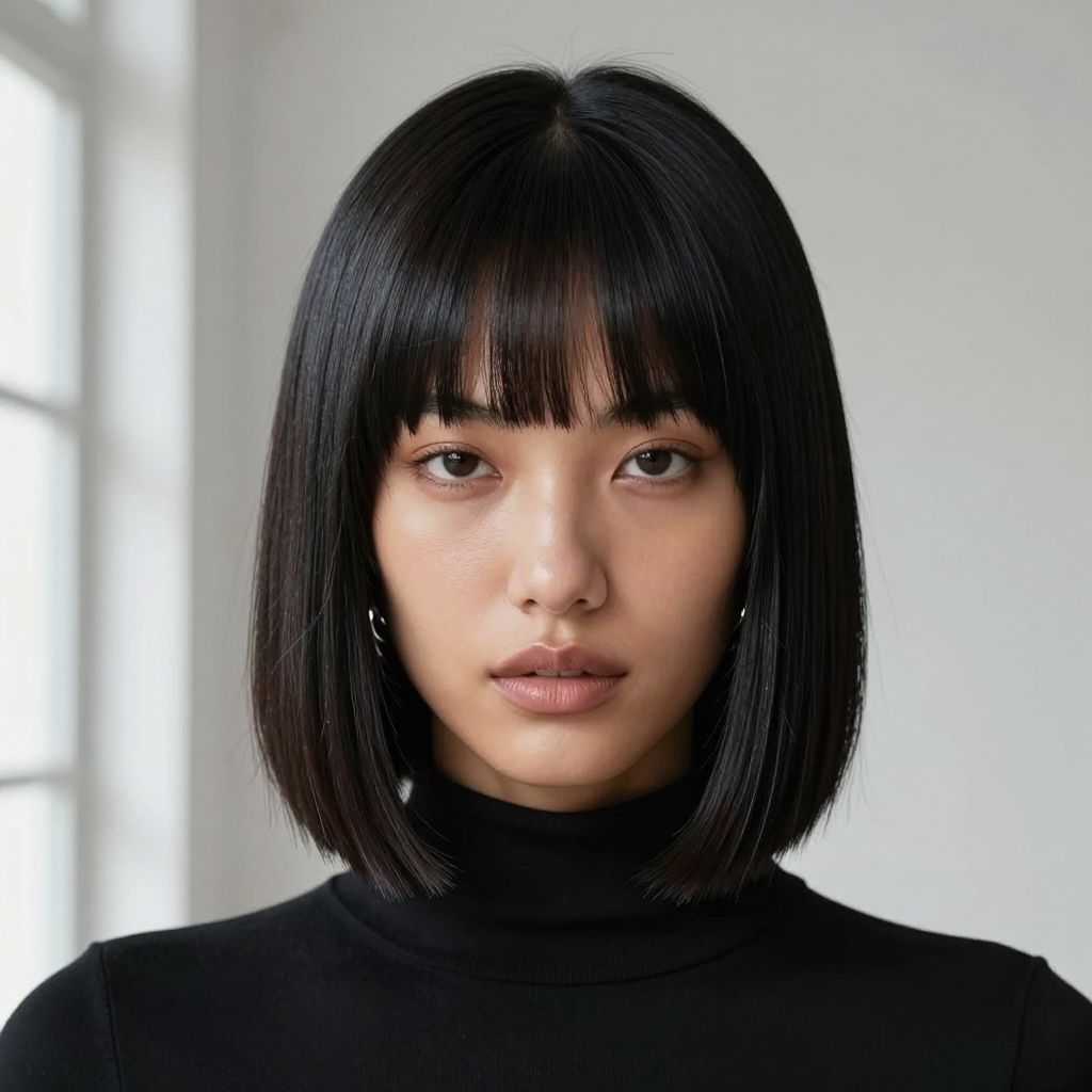 Blunt Cut with Straight Bangs