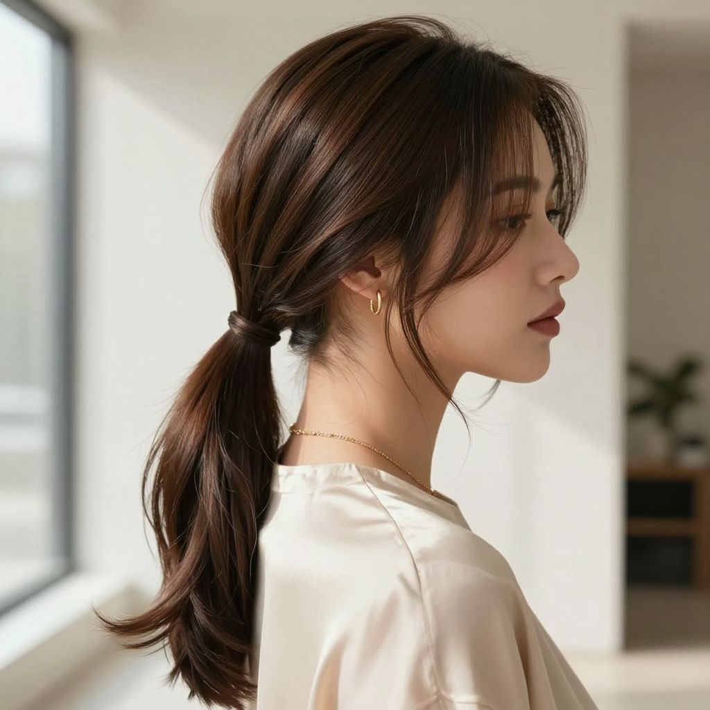 Classic Low Ponytail with Face-Framing Strands
