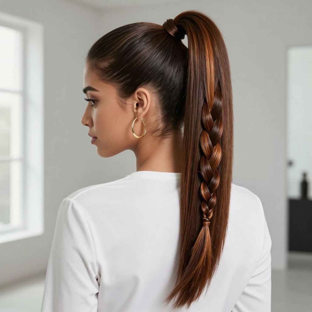High Ponytail with Braided Accent