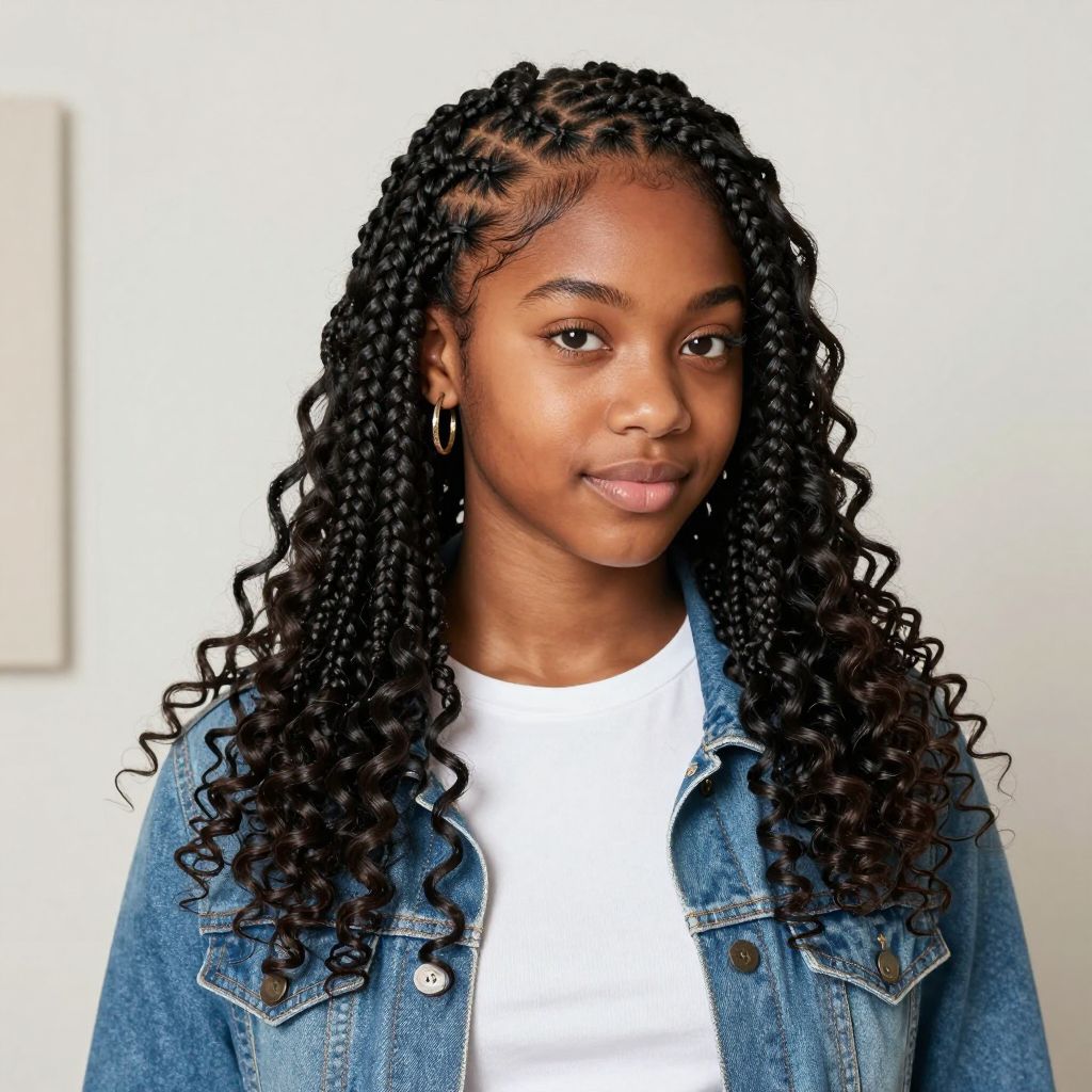 Cornrows with Curly Ends