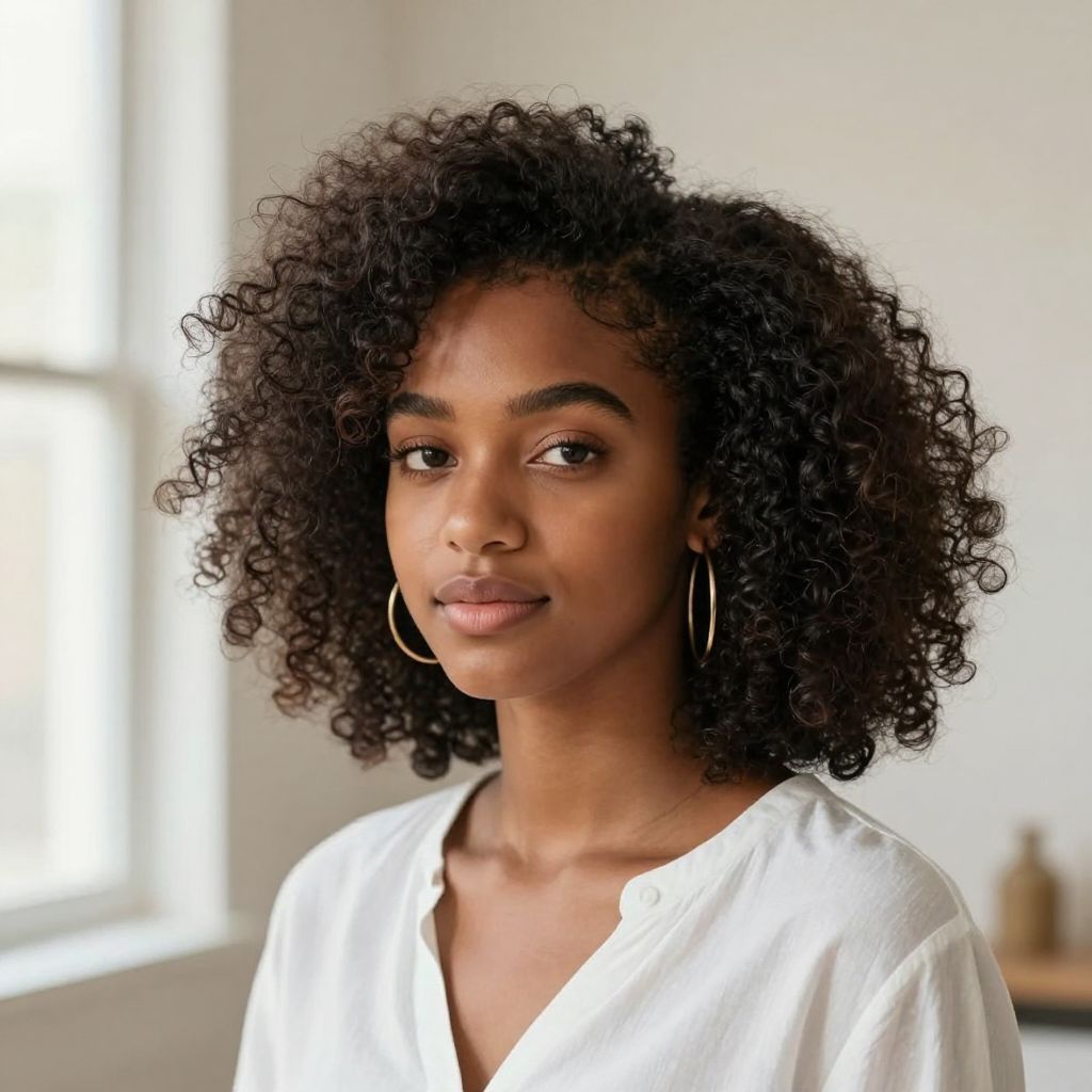 Afro with a Side Part