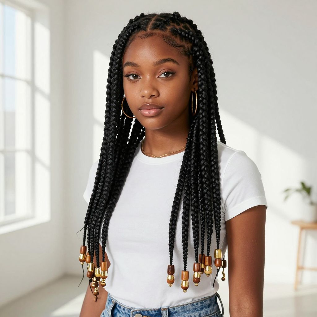 Box Braids with Beads