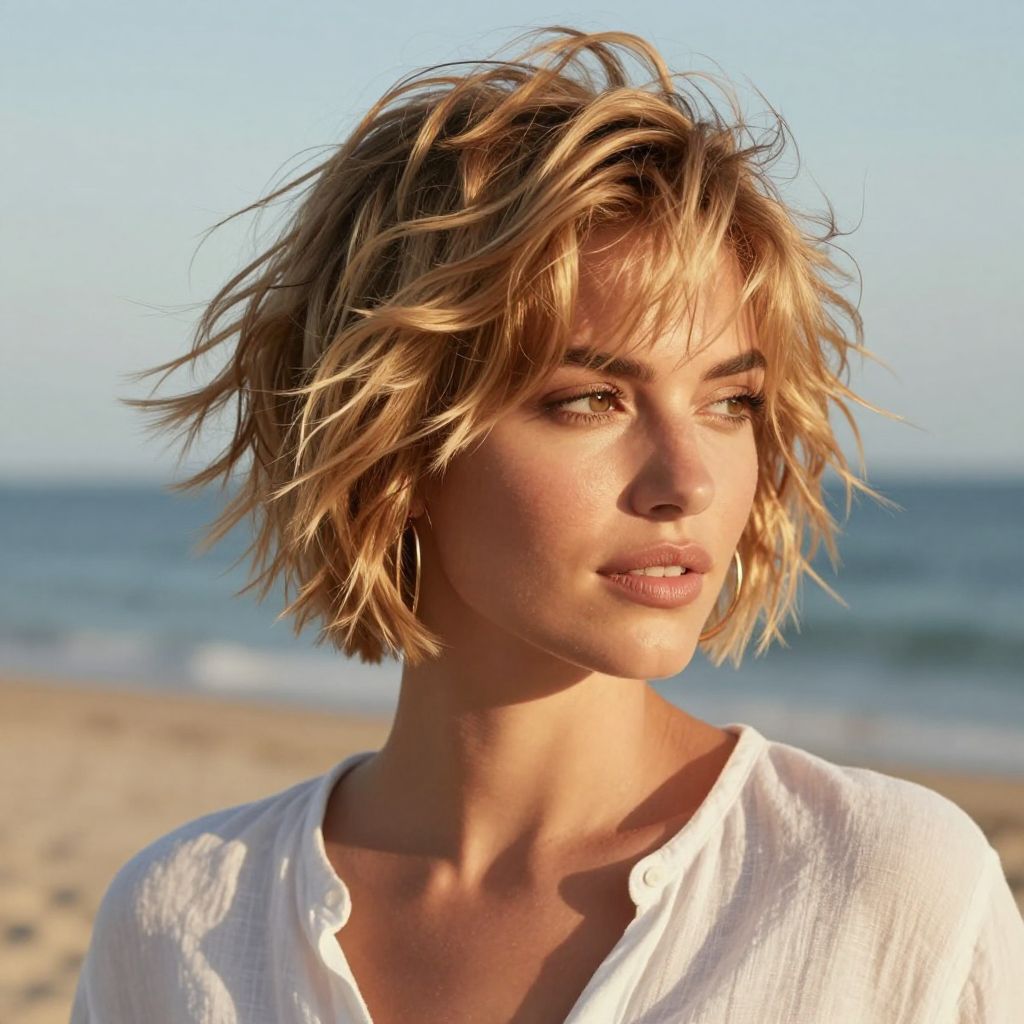 Tousled Pixie with Beach Texture