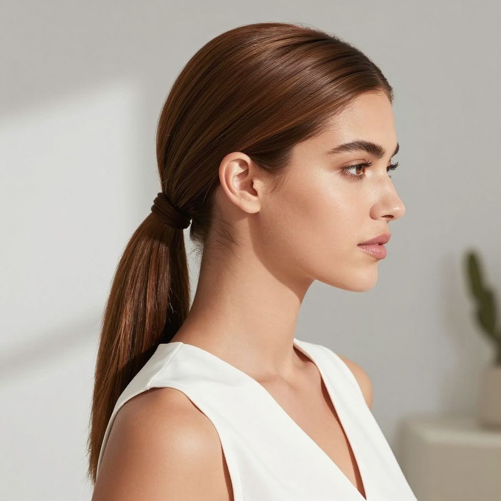 Slick Low Ponytail with Side Part