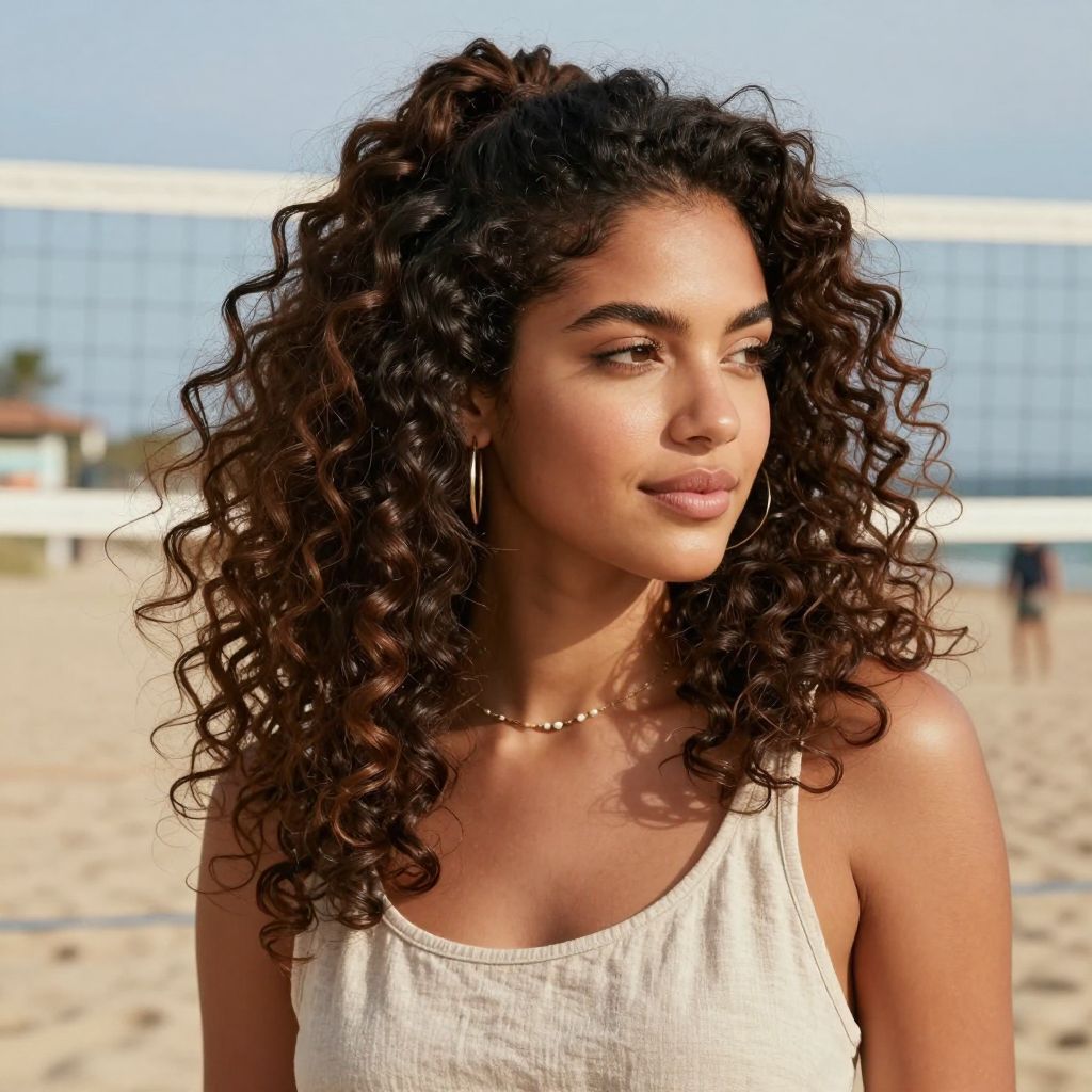 Curly High Ponytail with Volume
