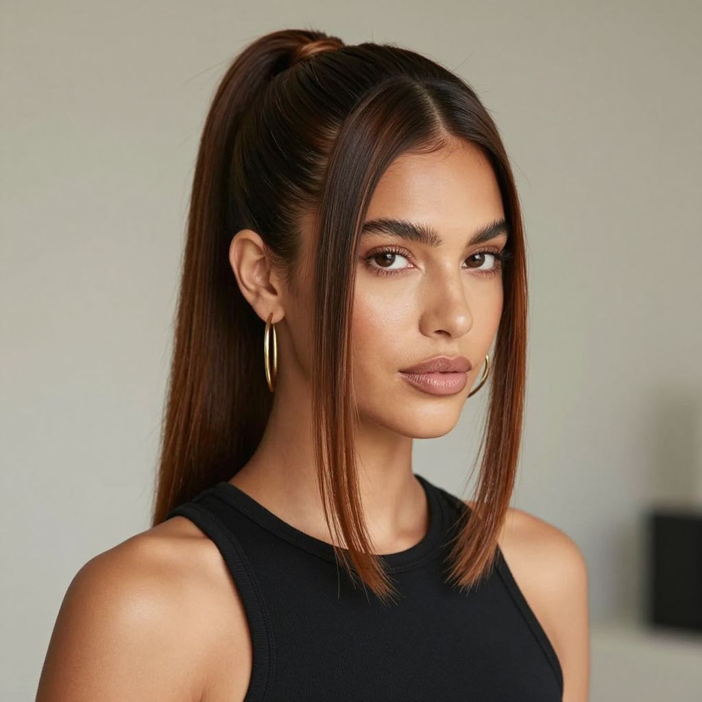 Sleek Middle Part Ponytail
