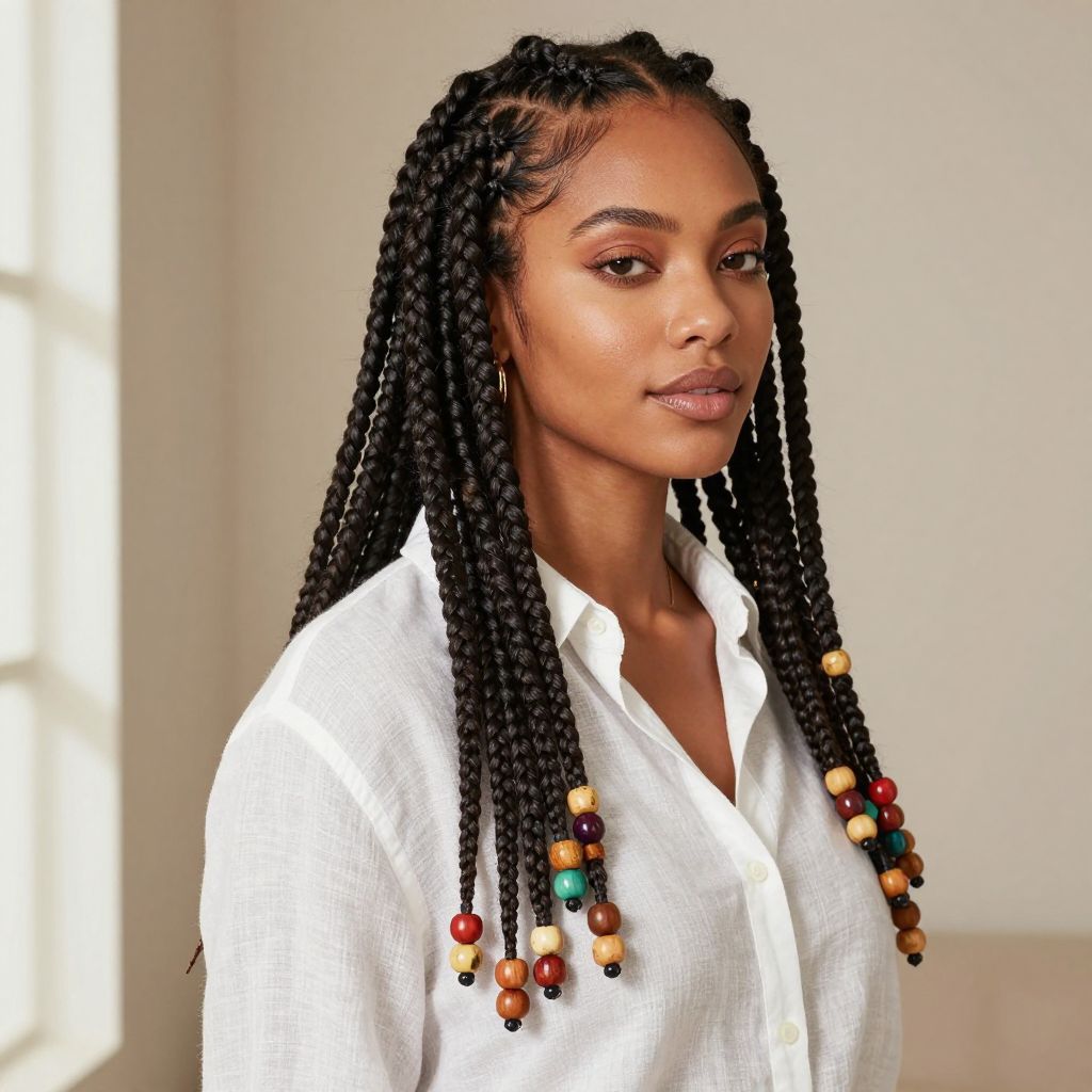Big Box Braids with Beaded Ends