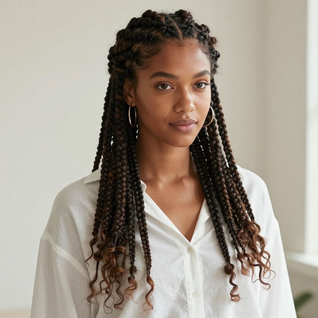 Half Up Half Down Chunky Braids