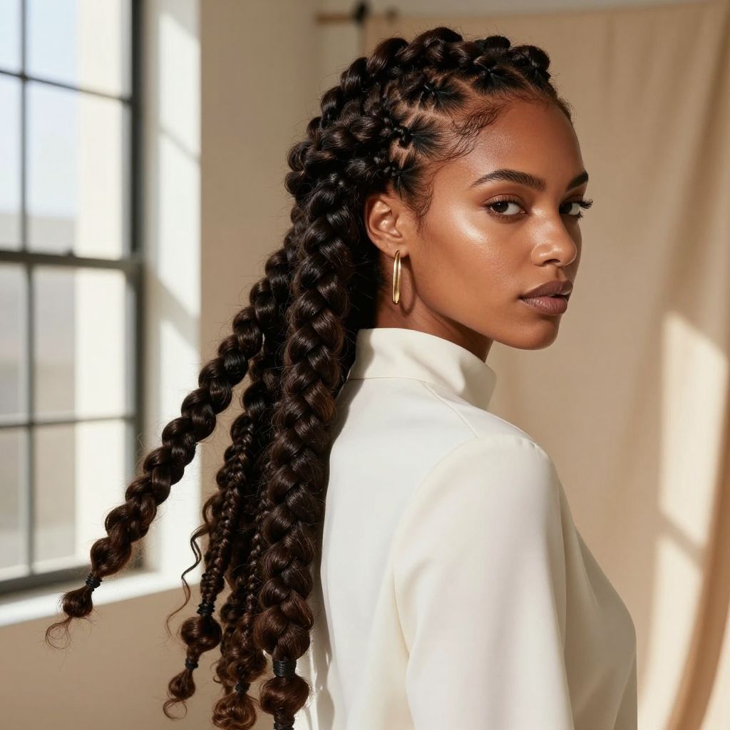 Side Swept Giant Box Braids