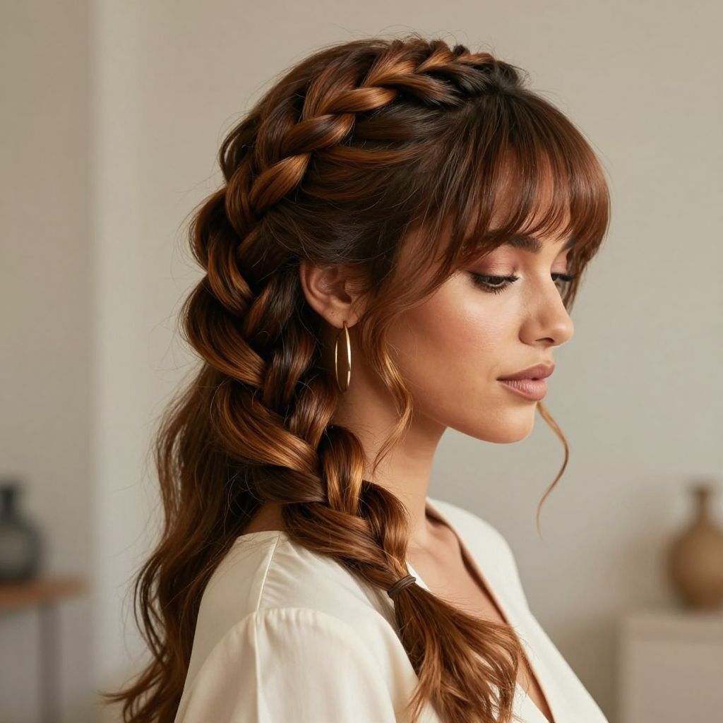 Extra Large Halo Braid with Curtain Bangs
