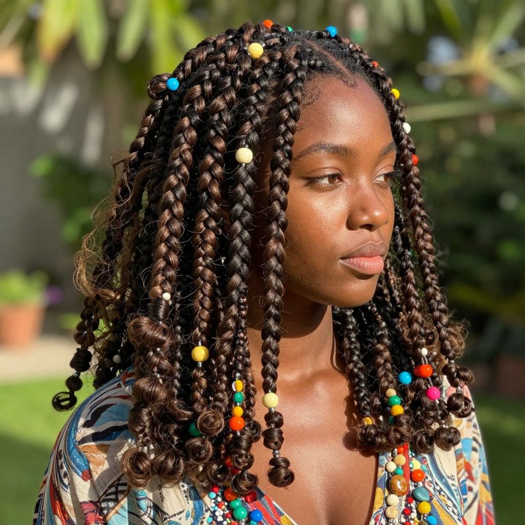 Large Boho Braids with Beads