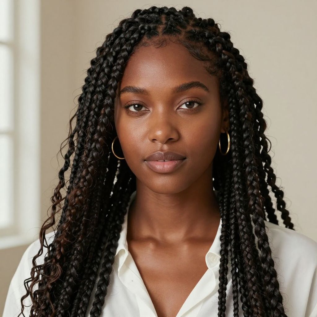 Micro Braids with Face-Framing Pieces