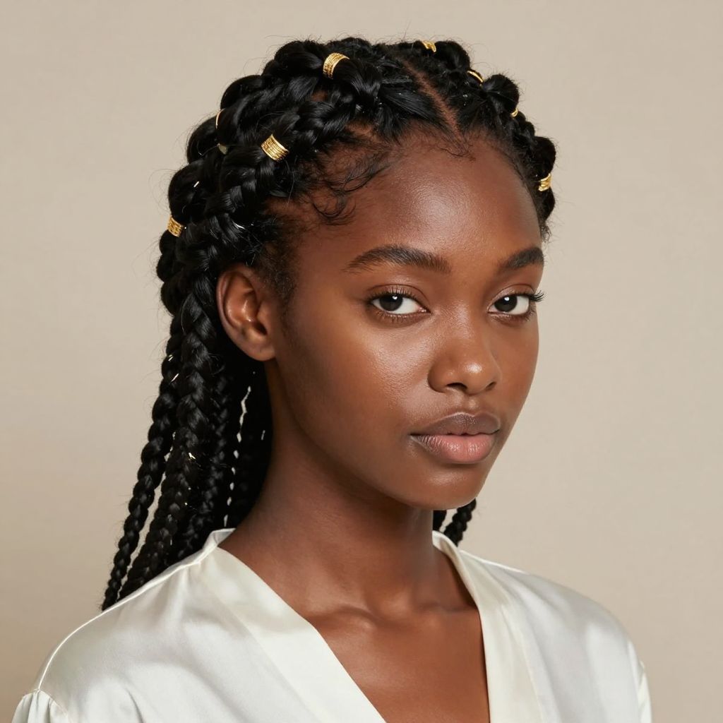 Halo Braids with Gold Cuffs