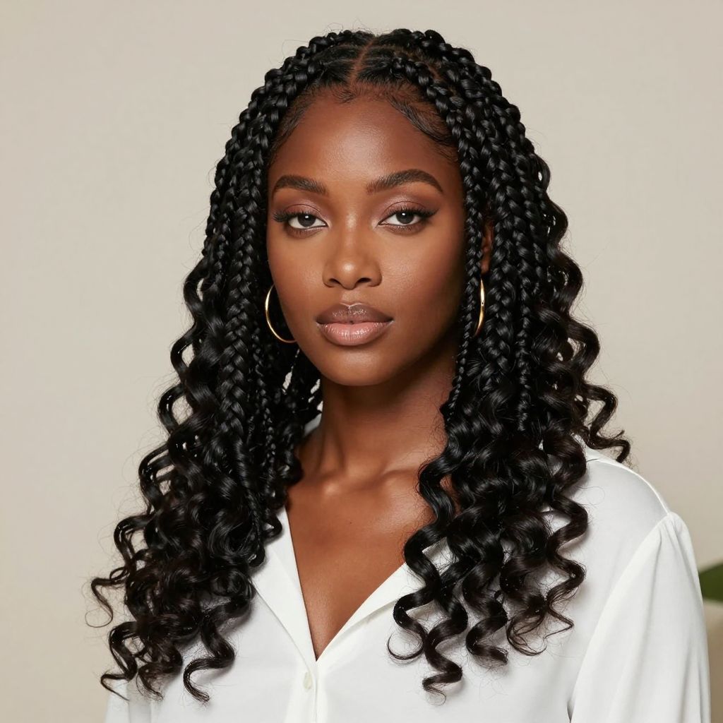 Goddess Braids with Curly Ends