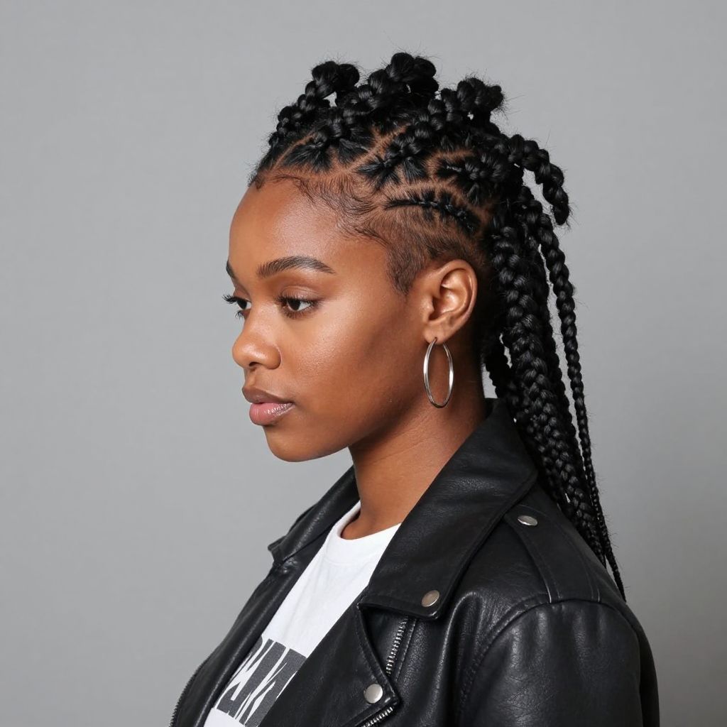 Braided Mohawk with Faded Sides