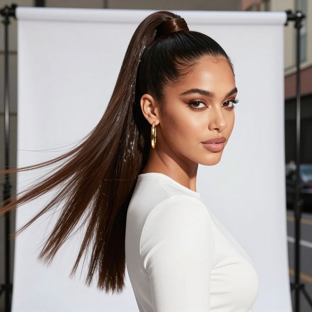 High Ponytail with Flipped Ends