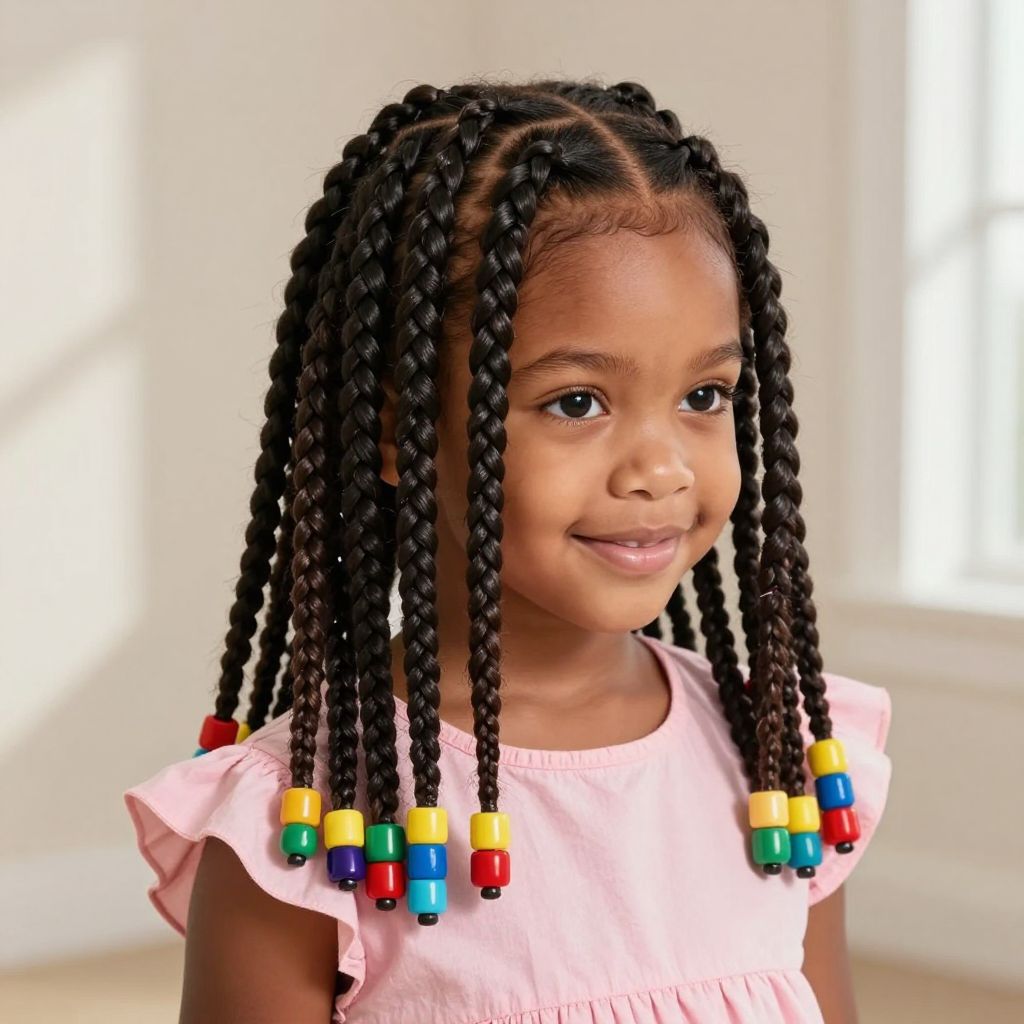 Classic Box Braids With Colored Beads