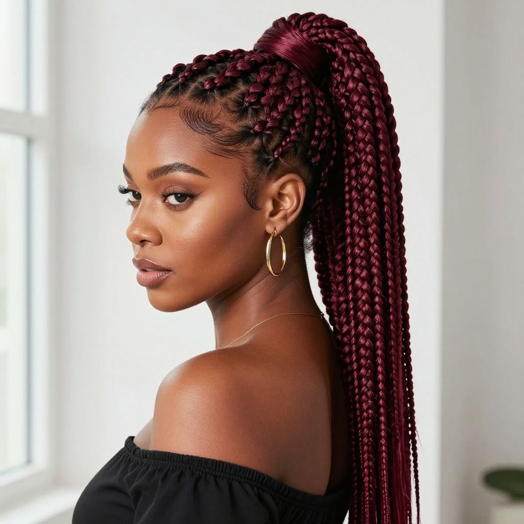 Colored Braided Ponytail