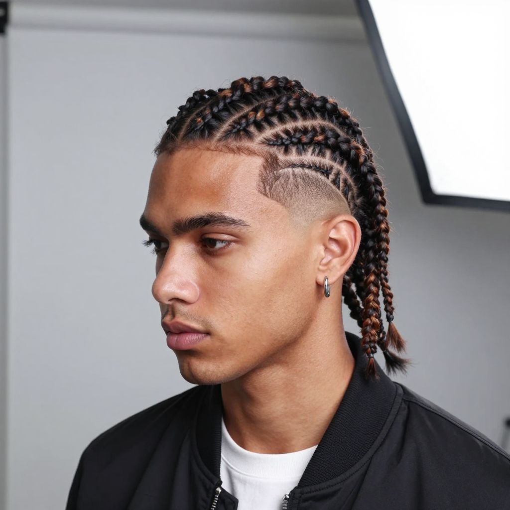 Micro Braids with Shaved Designs
