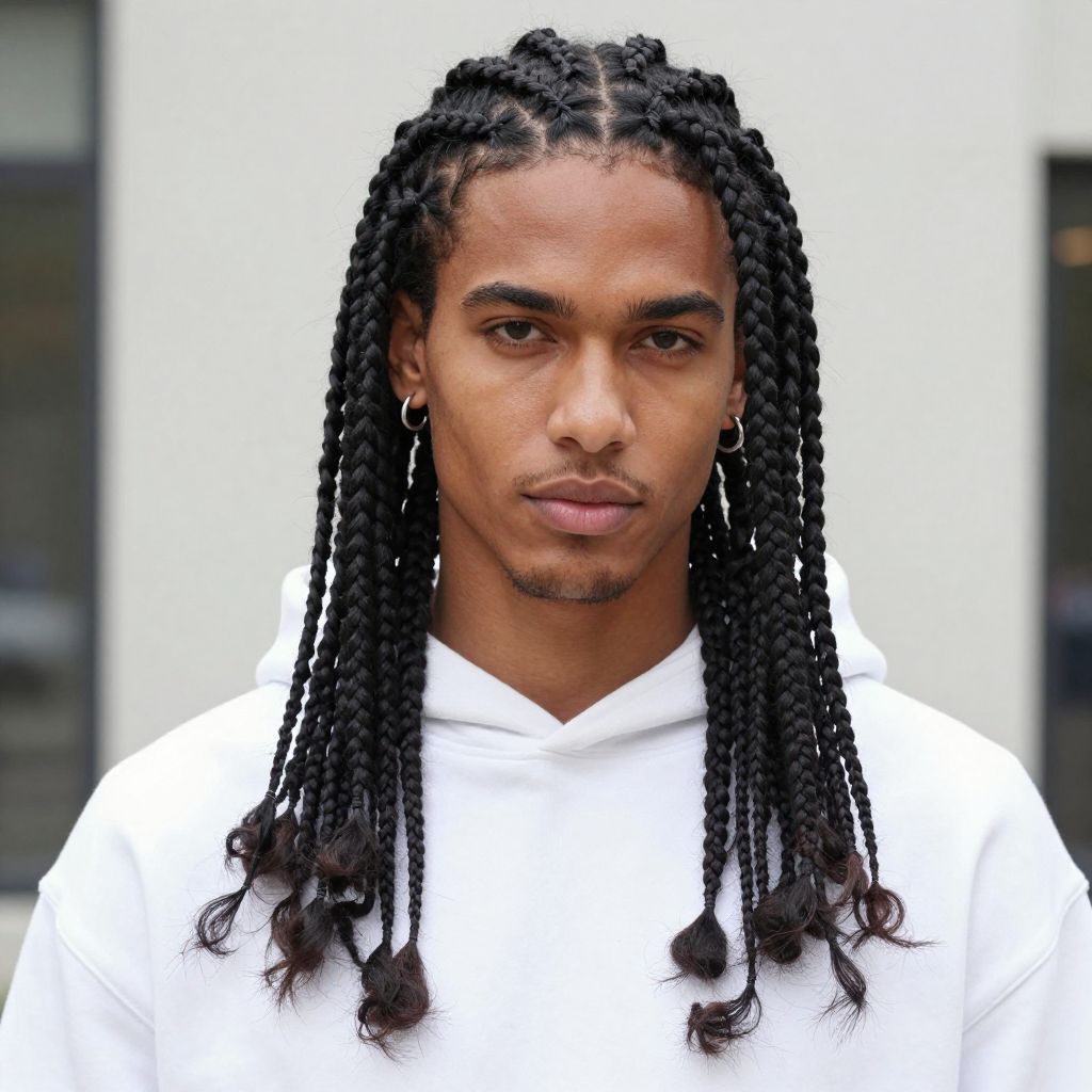 Box Braids with Ends Loose