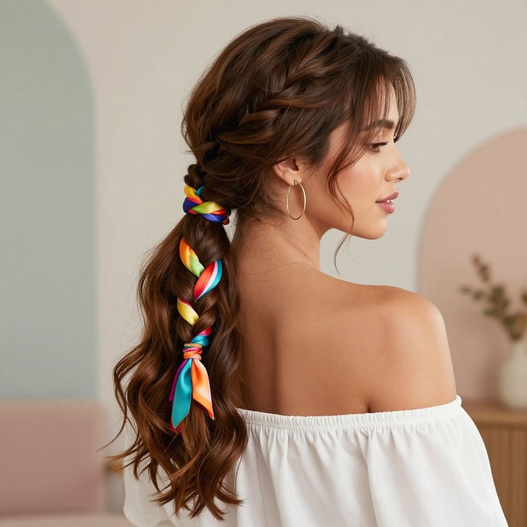 Braided Ponytail with Ribbon Detailing