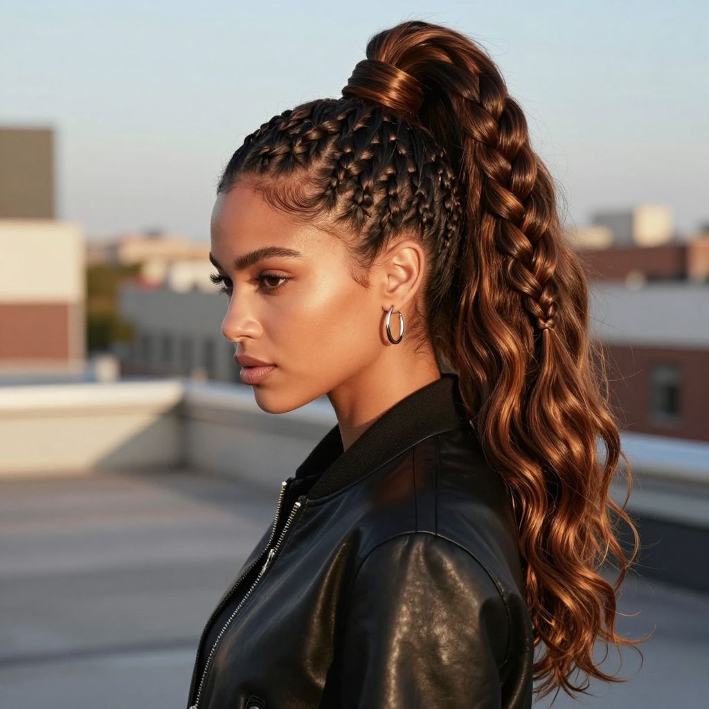 Dutch Braid High Ponytail