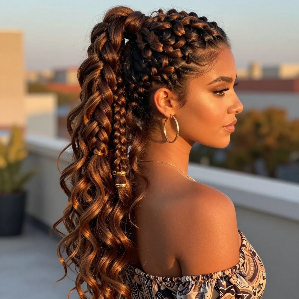 Braided Ponytail with Twists