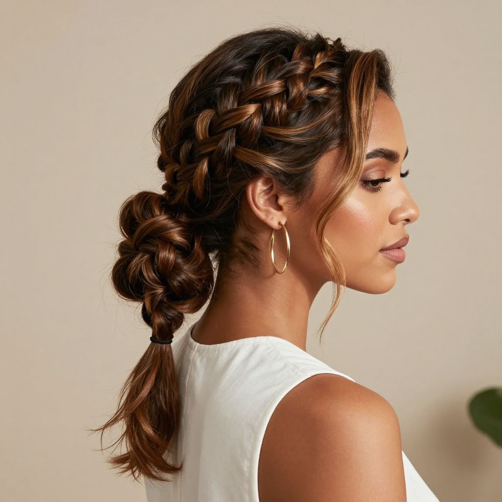 Side Fishtail Braided Bun