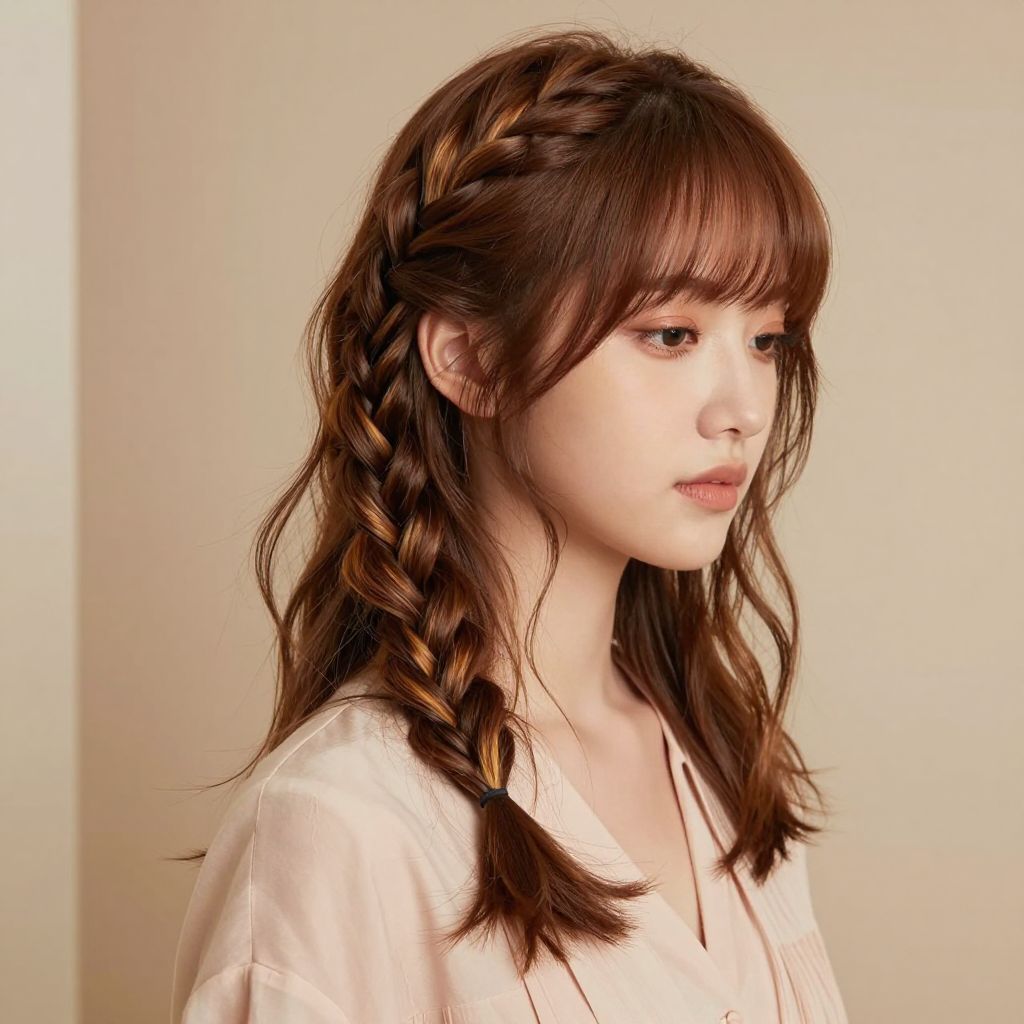 Side Braided Bangs
