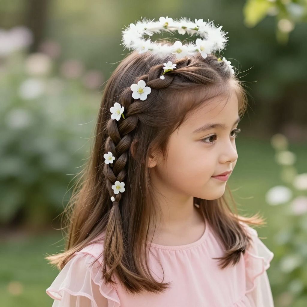 Halo Braids with Floral Accents