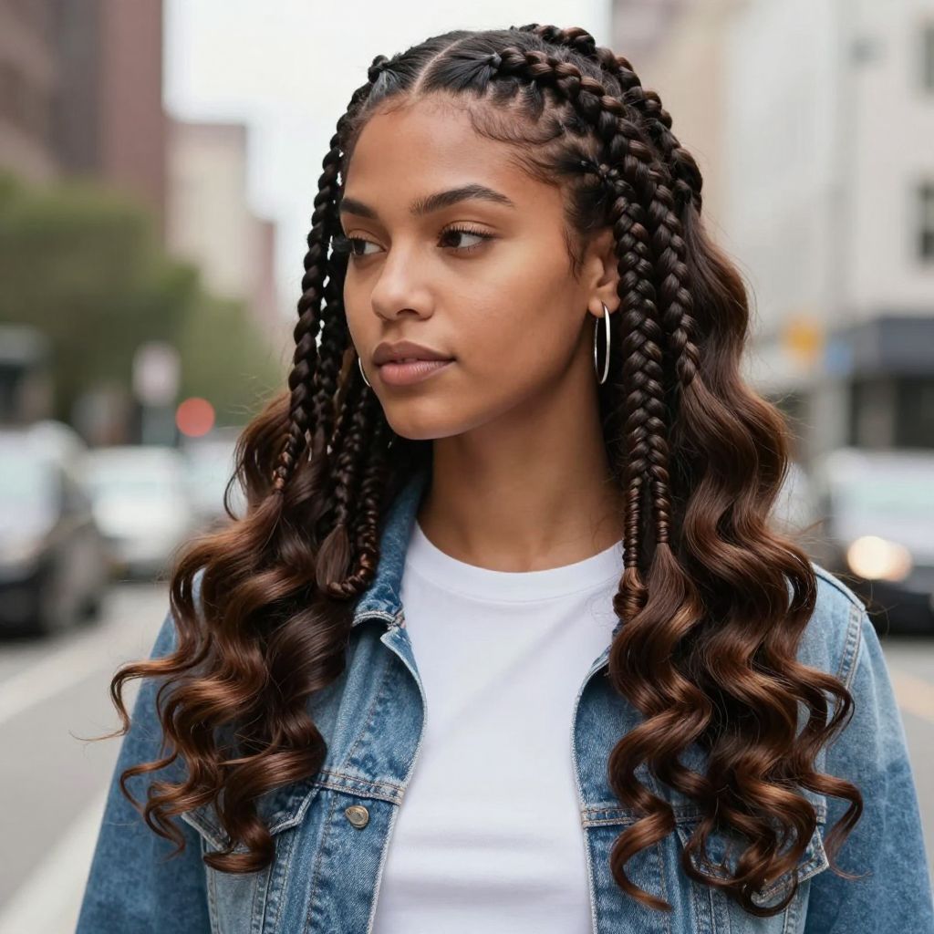 Classic Boxer Braids with Defined Ringlets