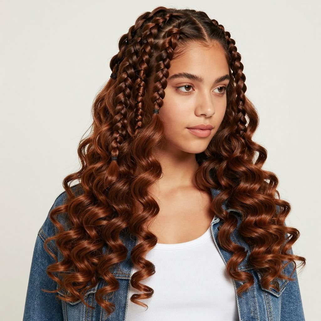 Double Dutch Braids with Spiral Curls