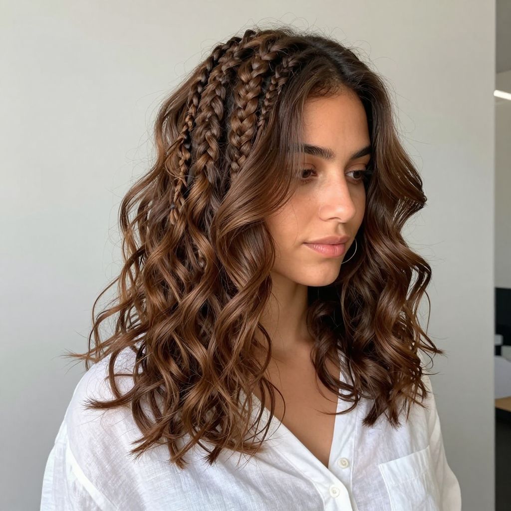 Tiny Micro Braids Intertwined with Loose Curls