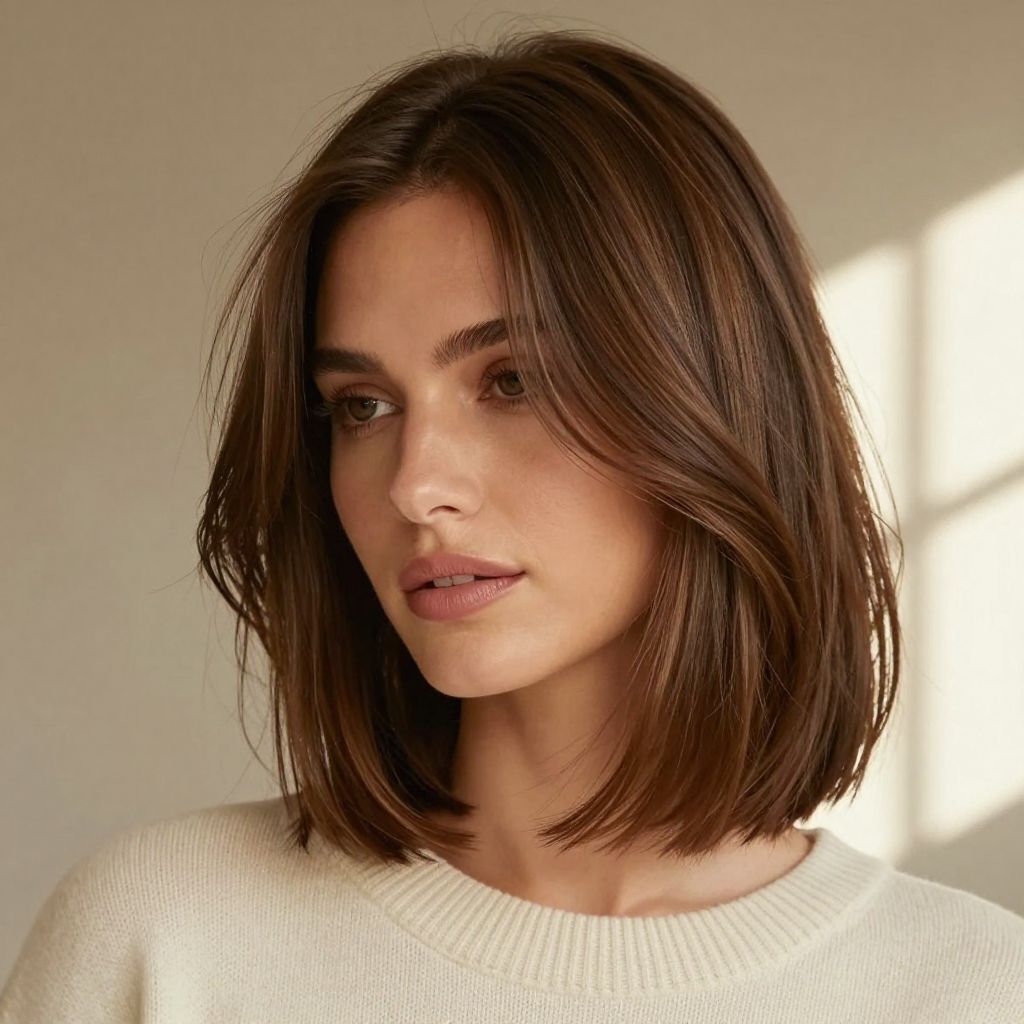 Soft Layered Chin Bob with Flyaways
