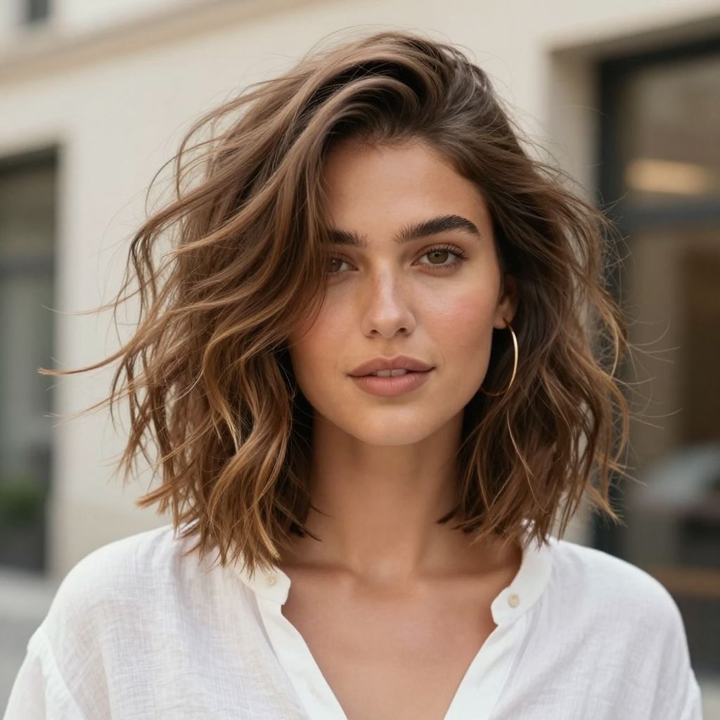 Tousled Textured Chin Bob