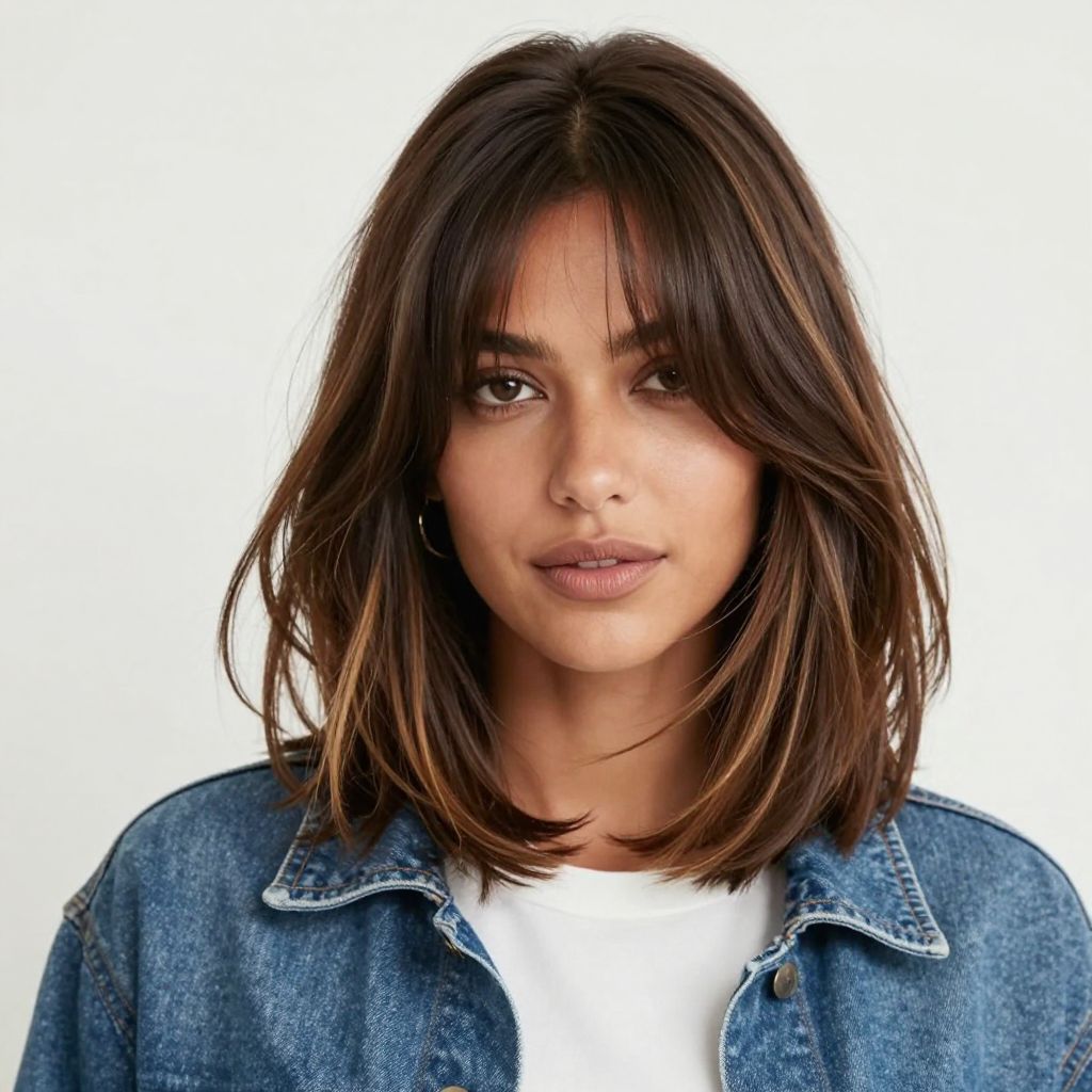 Curtain Bangs with Chin Length