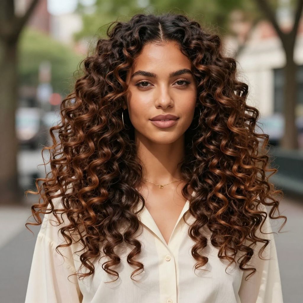 Voluminous Curls with Center Part