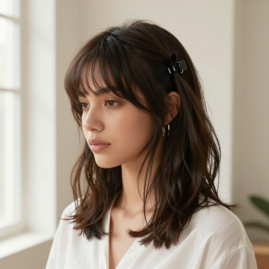Half Pony Claw Clip with Bangs