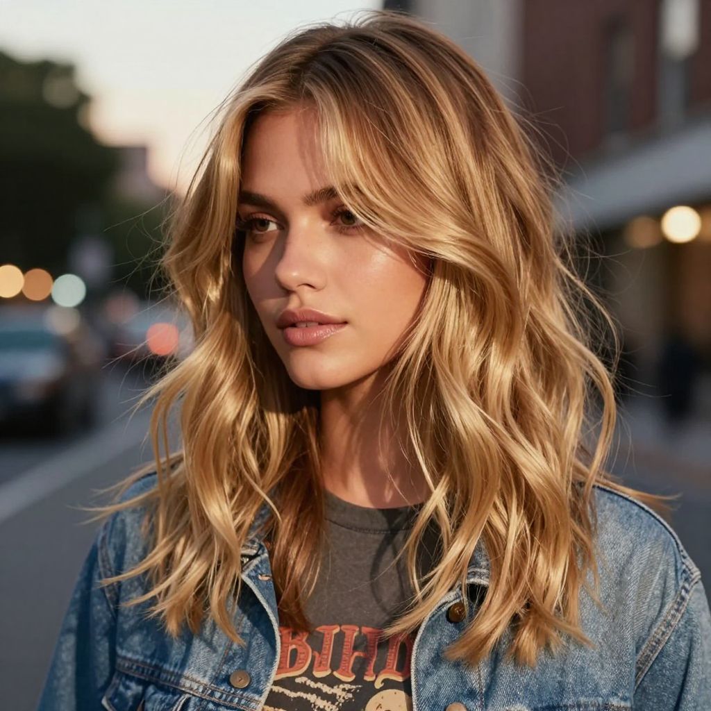 Curtain Bangs with Loose Waves
