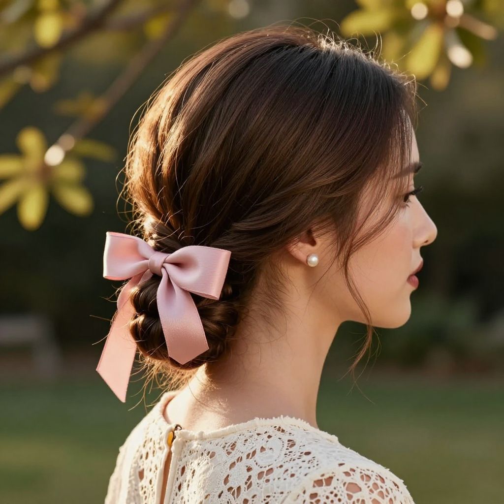 Low Twisted Bun with Ribbon